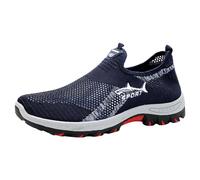 Herren-Sportschuhe, Wanderschuhe, atmungsaktiv, aus Netzstoff, ohne Schnürsenkel, orthopädisch, lässig, rutschfeste Sohle, modisch, Fitness, Sneaker, Wanderschuhe, blau, 43 EU