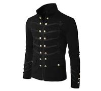 Herren Steampunk Frack Mantel Vintage Frack Jacke Mittelalter Gothic Viktorianischer Gehrock Langarm Smoking Jacke Smoking Herren Schwarz Für Halloween Kostüm Karneval Fasching Party Cosplay
