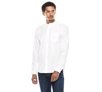 Langarmhemd STREET ONE MEN, Herren, Gr. XXL46, US-Größen, weiß, Web, 100% Baumwolle, unifarben, gerade hüftlang, hoch geschlossener Ausschnitt, Bündchen, Hemden, mit Stehkragen (20468725-XXL) weiß