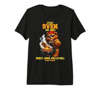 Herren Steht Sven am Grill - lustiger Spruch Bär Namen Grillen Premium T-Shirt
