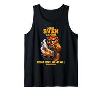 Herren Steht Sven am Grill - lustiger Spruch Bär Namen Grillen Tank Top