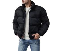 Herren Steppjacke Winterjacke ohne Kapuze PufferE Jacke Herrenjacke Übergangsjacke Männer Warm Outdoorjacke Daunenjacken Windjacke Steppjacken für Herren Sportjacke Outdoorjacke Schwarz XL