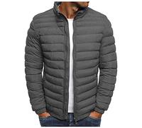 Herren Steppjacke Winterjacke Winddichte Jacke ohne Kapuze Herrenjacke Übergangsjacke Männer Warm Outdoorjacke Windjacke Winterjacke Daunenjacken für Herren Outdoorjacke Sportjacke Grey L