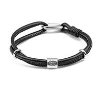 Herren-Sternbild-Armband,Lederarmband Für Herren,Armband Wassermann/Jungfrau/Skorpion/Waage,12 Sternzeichen-Armband,Geflochtenes Leder-Charm-Armband,Mehrschichtiges Armband,Armreif,Wassermann