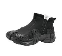 Herren-Stiefel aus Leder mit seitlichem Reißverschluss, gefütterte Schuhe, Schneestiefel, Outdoor, zum Anziehen, orthopädische Stiefel, dicke Sohle, rutschfest, für Herbst, Winter, Walking, Freizeit