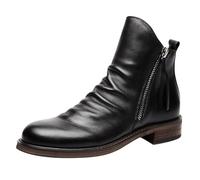 Herren Stiefel Mit Seitlicher ReißVerschluss Klassiche KnöChelhoch Lederstiefel High Top Lederschuhe Rutschfeste Stiefeletten Elegante Business Schuhe Anzugschuhe FüR MäNner Retro Kurzstiefel