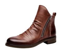 Herren Stiefeletten Mit Seitlicher ReißVerschluss Klassiche Lederstiefel | High Top Lederschuhe Rutschfeste Elegante Knöchelhoch Business Schuhe Stiefel Anzugschuhe Retro Kurzstiefel