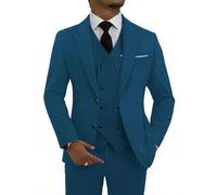 Herren stilvoller neuer Business-Anzug-Set in schlanker Passform aus elastischem Material mit 3 Teilen, bestehend aus Blazer, doppelreihiger Weste und