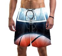 Herren Strand-Shorts Basketball Arena Basketball Indoor Court Netz American Sport Spiel Schwimmhose elastisch Badeanzug Board Shorts für Herren, L Gr. XXL, multi