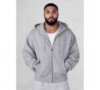 Herren Street Life Vintage gewaschener, locker sitzender Sweatshirt-Hoodie mit Metall-Reißverschluss (verstärkte Kragen-, Saum- und Schulternähte zur