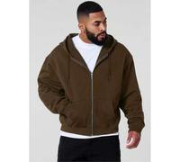 Herren Street Life Vintage gewaschener, locker sitzender Sweatshirt-Hoodie mit Metall-Reißverschluss (verstärkte Kragen-, Saum- und Schulternähte zur