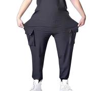 Herren Stretch Cargo Chino Hose Arbeitshose mit Kordelzug Freizeithose Multi Taschen Jogginghose Bundle Fußhose Smart Hose Slim Fit Yoga Strandhose Leichte Outdoorhose, Schwarz , XXXXXX-Large