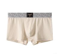 Herren Stretchy Jacquard Baumwolle Unterwäsche Boxers Trunks Atmungsaktive Weiche Stoff Elastischer Bund Comfort Fit (L Beige)