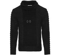 Herren Strick-Pullover mit Schalkragen | Männer Winter-Pullover mit geripptem Effekt |stylischer Herren Strick-Pulli | Warmer Männer Pulli Grobstrick| angenehmer Herren Longsleeve 7654 Black XXL