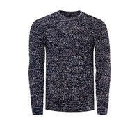 Herren Strick-Pullover Schwerer Grob-Strick Pullover Langarm Kontrast Strick Rundhals Pulli 367, Farbe:Indigo, Größe:3XL