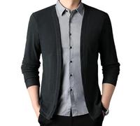 Herren-Strickjacke, gefälscht, zweiteilig, Hemdkragen, langärmelig, schmale Passform, T-Shirt, Pullover, Cardigan, dunkelgrün, 2XL(154-176LB)