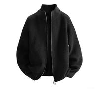 Herren Strickjacke, Herbst Winter Strickcardigan Sweater Modell Q91, Lazy Style Mantel Lose Innenschicht Base Top für Männer Casual (XL Schwarz)