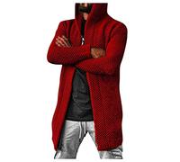 Herren Strickjacke Lang Herbst Winter Einfarbig Langarm Cardigan Mit Kapuze Lässig Warm Long Kapuzenjacke Männer Gestrickt Für Hemd Grobstrick Winterjacke Strickmantel Lange Freizeitjacke Kapuzenpulli