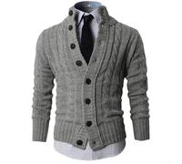 Herren-Strickjacke, langärmelig, Stehkragen, Strickdesign für Geschäfts- oder Freizeitkleidung zu allen Jahreszeiten, weiches Polyester für Büro, Reisen und den täglichen Gebrauch (XXL Grau)