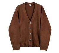 Herren Strickjacke mit langen Ärmeln und V Ausschnitt,klassischer,einfarbiger,weicher Cardigan mit Knöpfen,warmer,dicker Pullover mit offener Vorderseite,Herbst und Wintermantel,Oberbekleidung,XXL