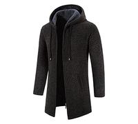 Herren Strickjacke Mit Reissverschluss Cardigan Lang Feinstrick Fleecejacke Mit Kapuze Warm Gefüttert Wintermantel Langarm Strick-Sweatshirt Winterjacke Pullover Plüsch Hoodie Jacke Trachtenjacke