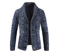 Herren-Strickjacke mit Zopfmuster grob gestrickte Jacke V-Ausschnitt Schalkragen geknöpfter Pullover Strick Mantel Oberbekleidung Langarm dick lässig Winter warm Mode lockerer Pullover Strickjacke