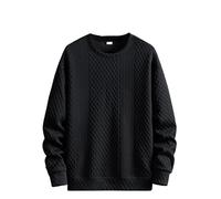 Herren Strickpullover - Herbst Winter Warm Bottom T-Shirts Herren Rundhals Pullover Zopfstrick Leichter Pullover Slim Fit Langarm Casual Pullover Sweater Strickpullover Rollkragenpullover, Schwarz , M