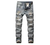 Herren Strickpullover,Jeanshose Baggy Baumwolle Vintage Stretch Regular Fit | Bequeme Baumwolle,Weites Bein,Freizeithosen,5-Pocket-Design,Loose Fit,Y2K,Hip Hop,Streetwear,Alltag und Casual Winger Herbst