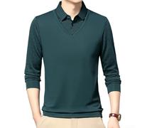 Herren Strickpullover Langarm Fake Two-Piece Business Look Warm | Innovatives Fake Two-Piece Design, simuliert Hemd unter Pullover, stilvoller Business-Look ohne Layering