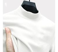 Herren Strickpullover mit Halbrollkragen Casual Sweatshirt Einfarbig Leicht Elastisch für Alltag Dating Party Weiche Polyester Oberbekleidung Schwarz(5XL White)
