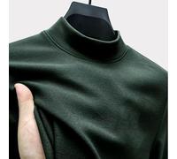 Herren Strickpullover mit Halbrollkragen Casual Sweatshirt Einfarbig Leicht Elastisch für Alltag Dating Party Weiche Polyester Oberbekleidung Schwarz(5XL Dark Green)