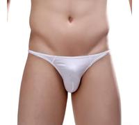 Herren String Unterwäsche mit U-Beutel, Sexy Low Waist Bikini Slips aus Baumwolle, Weiches Pouch Design für Lingerie, Atmungsaktive T-Back Shorts in Weiß(XXL White)