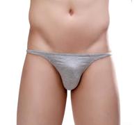 Herren String Unterwäsche mit U-Beutel, Sexy Low Waist Bikini Slips aus Baumwolle, Weiches Pouch Design für Lingerie, Atmungsaktive T-Back Shorts in Weiß(XXL Gray)