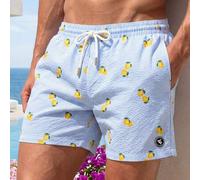 Herren Strukturierte gestreifte Taschen Shorts mit Kordelzug Taille für den Strand