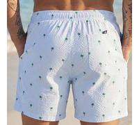 Herren strukturierte Streifen Kokospalmen bedruckte Sommer Shorts mit Kordelzug an der Taille, Hawaii-Stil