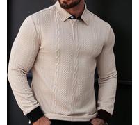 Herren strukturiertes Lässig/Business Langarm Poloshirt