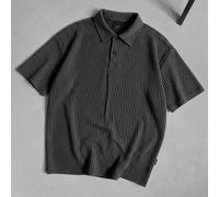Herren strukturiertes Strick-Poloshirt mit Spitzkragen und kurzen Ärmeln, klassischer Regular Fit Casual Sommer-Oberteil