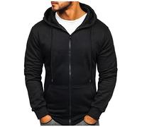 Herren Sweatjacke Leichte Jacke Übergangsjacke Hoodie Kapuzenjacke mit Reißverschluss Oversized Sweatshirt Kapuzenpullover Sportjacke Outdoorjacke Schwarz XL