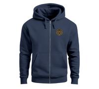Herren Sweatjacke mit Kapuze Logo Bäume Wald Print Outdoor Motiv Zip Hoodie Männer Fashion - Bäume Badge navy M