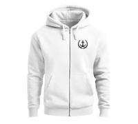 Herren Sweatjacke mit Kapuze Zip-Hoodie Motiv Anker Meer Boot Männer Fashion Streetstyle - Anker Captain weiß M