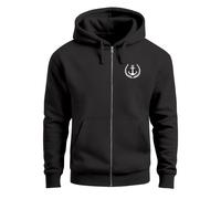 Herren Sweatjacke mit Kapuze Zip-Hoodie Motiv Anker Meer Boot Männer Fashion Streetstyle - Anker Captain schwarz 3XL