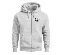 Herren Sweatjacke mit Kapuze Zip-Hoodie Motiv Anker Meer Boot Männer Fashion Streetstyle - Anker Captain grau-melange XS