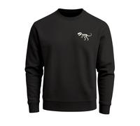 Herren Sweatshirt Dinosaurier Skelett Brustprint Regular Fit - dinosaurier skelett schwarz XS