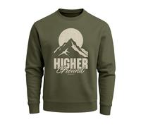 Herren Sweatshirt Higher Ground Mountain Frontprint Regular Fit - Higher ground oliv 3XL