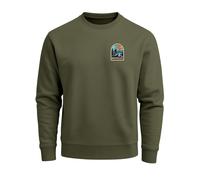 Herren Sweatshirt Mountain Brustprint Regular Fit - Sunset Summit oliv 3XL