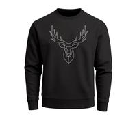 Herren Sweatshirt Pullover Hirsch Polygon Geweih Geometrisch Formen - Hirsch Geweih schwarz 3XL