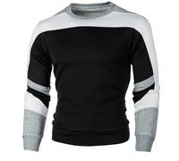 Herren Sweatshirt Regular Fit Zweifarbig Sport Shirt Langarm Ohne Ausschnitt Casual Pullover Feuchtigkeitsableitend Jogging Männer Oberteile Stretch Atmungsaktiv Sweatshirts