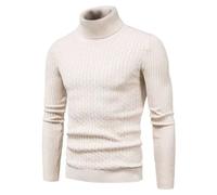 Herren-Sweatshirt, Rollkragenpullover, lockere Version, schmale Passform, einfarbig, Pullover, Winter, Herbst, Pullover, Herren, einfarbig, Sweatshirt, gestrickt, Herbst, Langarmshirts, beige, XL