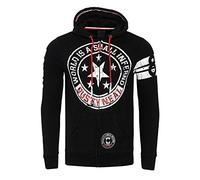 Herren Sweatshirt Rusty Neal Sweatjacke Printed Sweater Sweat-Jacke Kapuzen Pullover Langarm Kapuzenpullover 077/078, Größe:S, 077/078:Schwarz 077