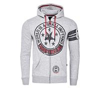 Herren Sweatshirt Rusty Neal Sweatjacke Printed Sweater Sweat-Jacke Kapuzen Pullover Langarm Kapuzenpullover 077/078, Größe:2XL, 077/078:Grau 077